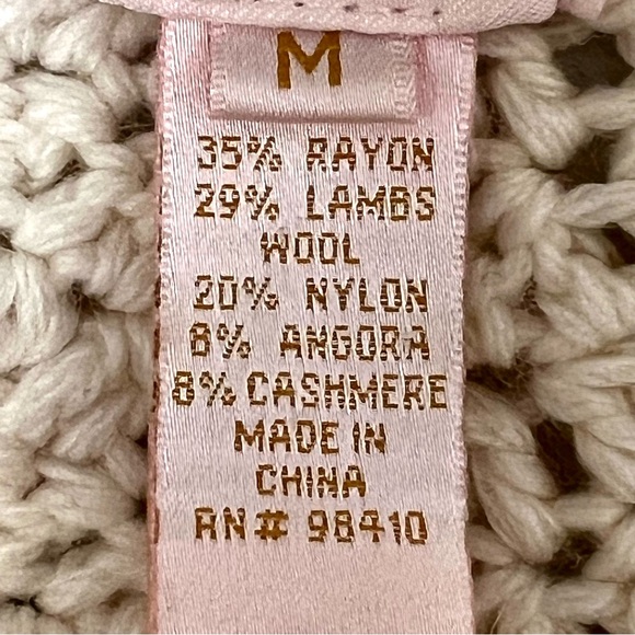 Y2K Cropped Chrochet Cable Knit Shrug Coquette Girl Cream Cardi Cottage Core SzM - Picture 12 of 15